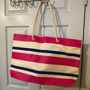 DSW Pink and Blue Striped Tote